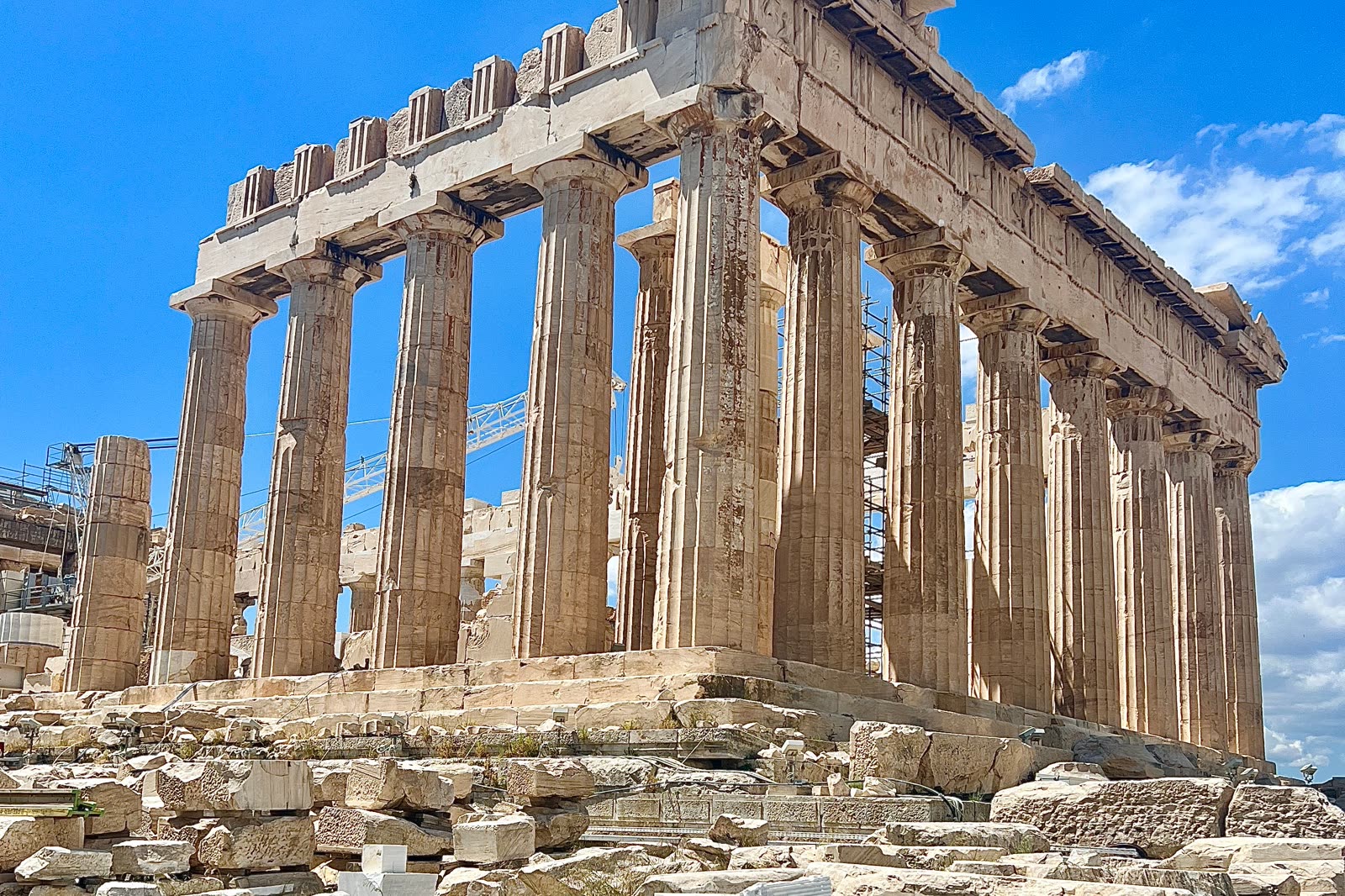 The Parthenon on the Acropolis against a clear sky.