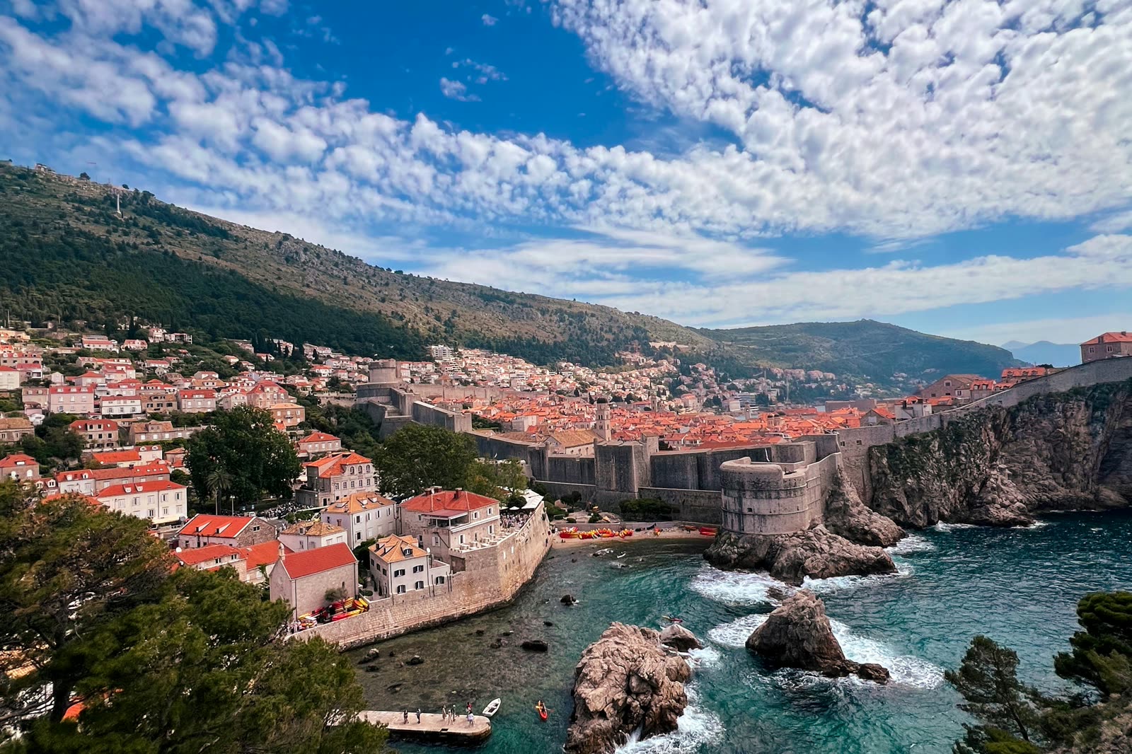 Dubrovnik's terracotta roofs and walls above the Adriatic.