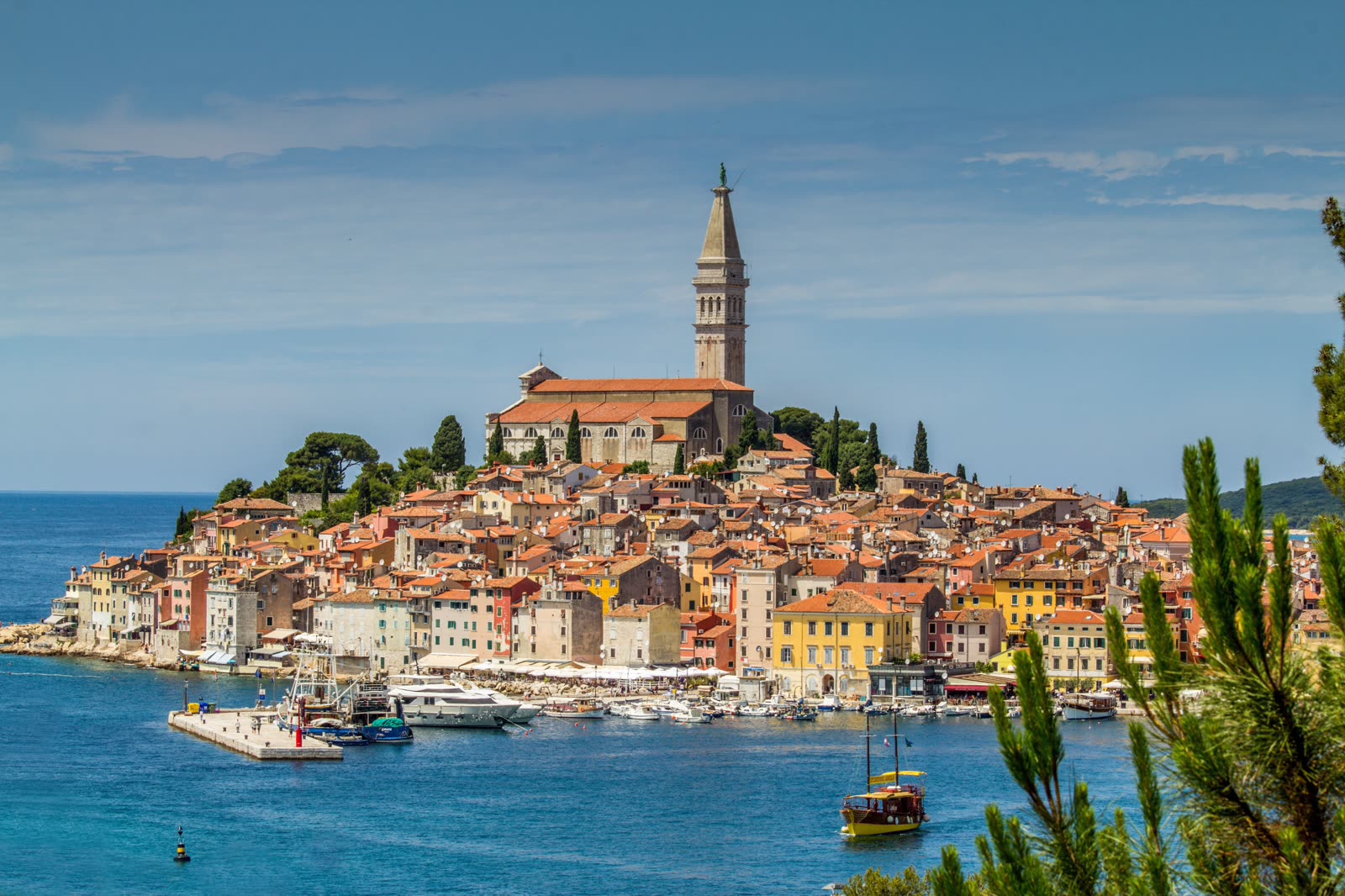 The old town of Rovinj on its headland above the Adriatic.